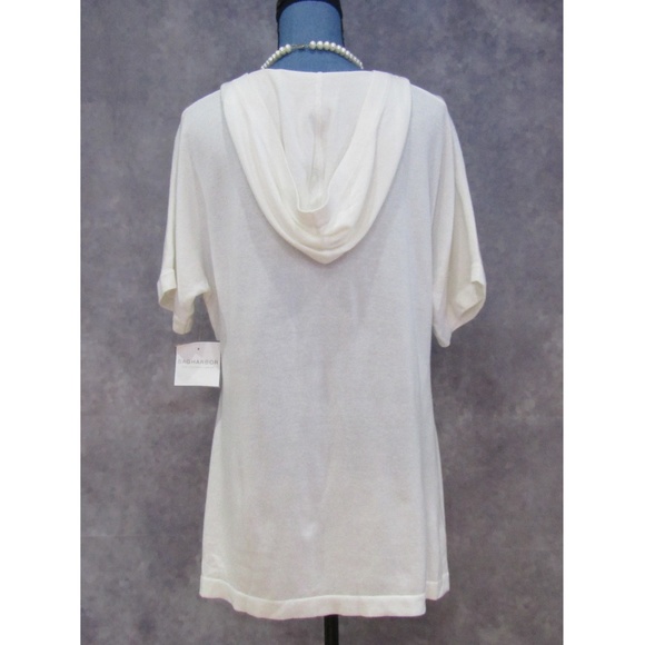 NWT Sag Harbor White Drawstring Hooded Top Cruise! - Picture 4 of 6